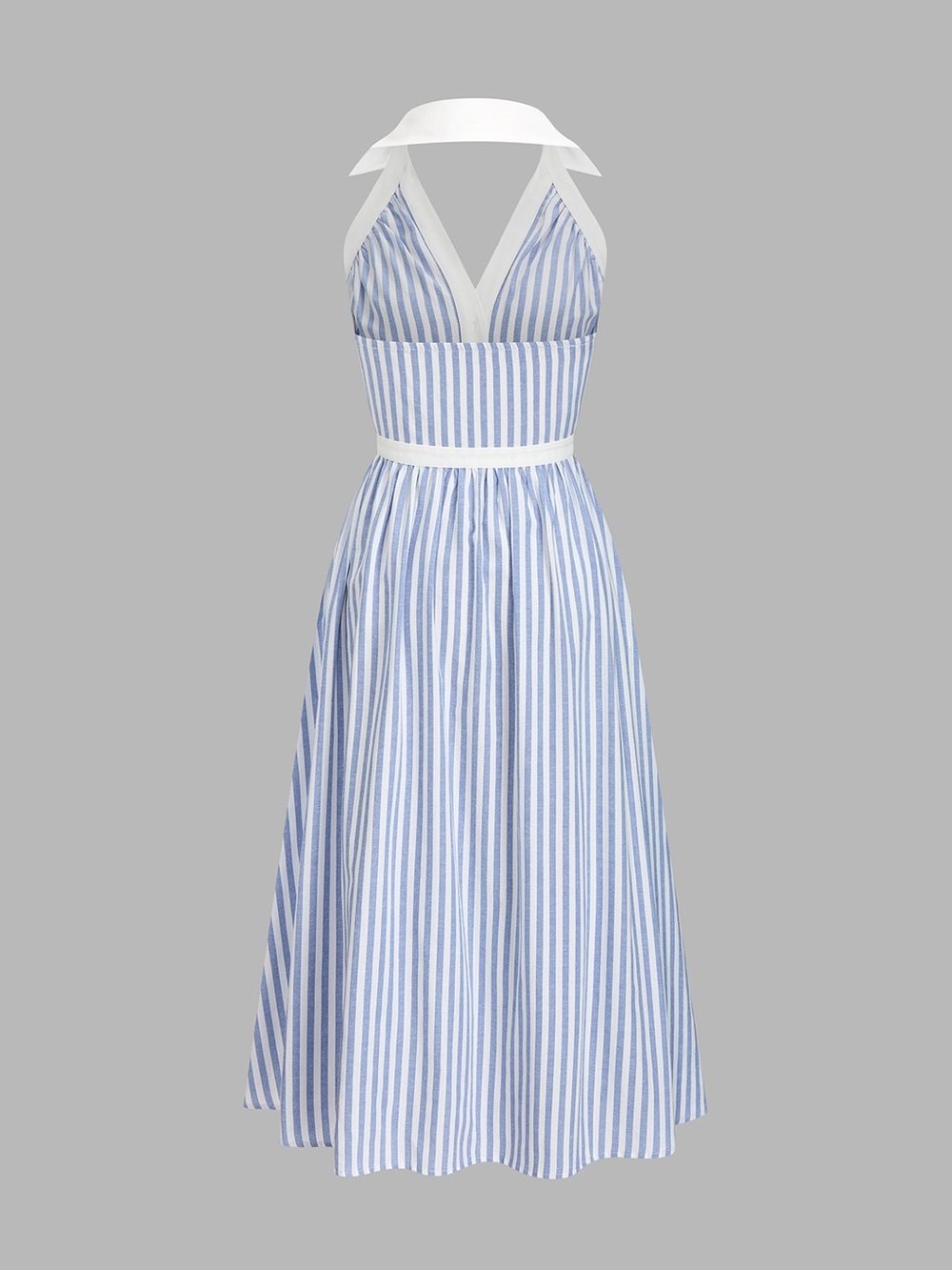 Blue & White Striped Cotton Blend Collared Halter Midi Dres
Small NWT - Picture 3 of 9
